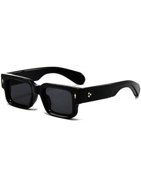 Square Sunglasses Thick Frame Chunky Rectangle Black Shades UV400 Women Men